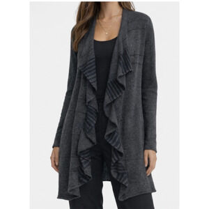 Eileen Fisher Merino Wool Cashmere Layered Open Front Long Cardigan Size L C11